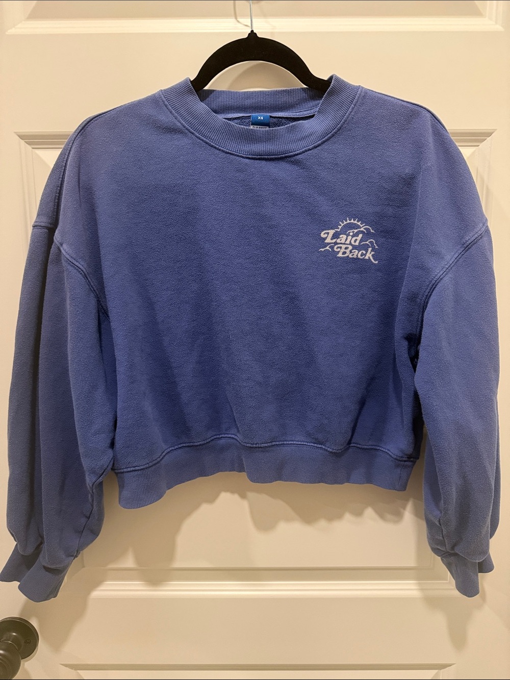 Old Navy Laid Back Cropped Crewneck Sweatshirt in Periwinkle